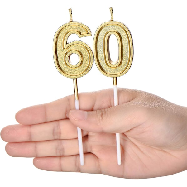 Gull 60-årsdag Kake Lys - Lykkelige Kake Lys for Bursdag og Bryllup Feiring Forbruksvarer