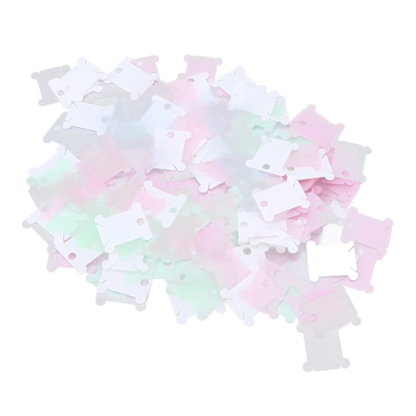 250 stk. Plastik Broderigarnspoler Sorteringsopbevaring Funktion 3 Farver Rustfri Smuk Praktisk DIY Sytrådsopbevaring