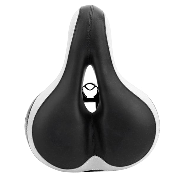 Cykel Sadel Microfiber Læder HollowCarved Støddæmper Mountainbike Sadel Sæde (Sort Hvid)