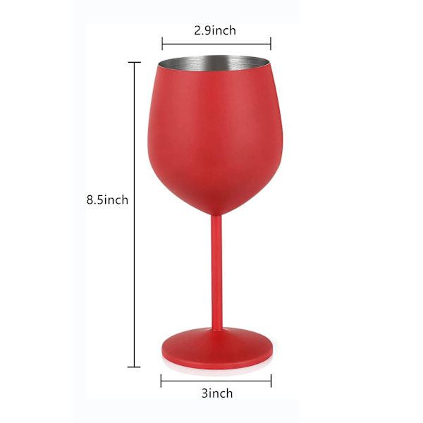 1 st 18oz rostfritt stål matt vinglas röd