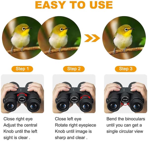 12x42 High-Performance Binoculars Compact For Adults Bird Watching, Upworld Hd