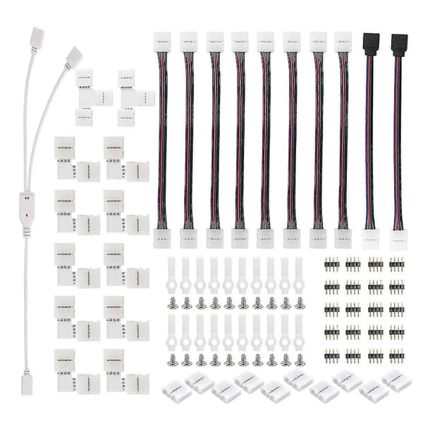 LED-stripe kontaktsett for 5050 10 mm 4-pinners inkluderer 8 typer LED-stripe koblinger