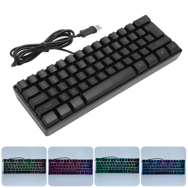 HXSJ V700 Tangentbord USB RGB Bakgrundsbelysning Speltangentbord med 61 Tangenter för Laptop Dator