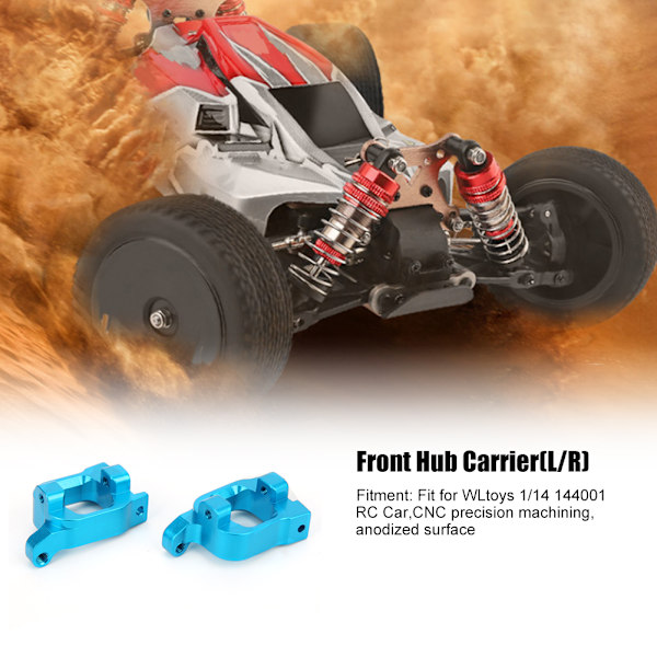 Alumiiniseos Etupyörän Napakannatin (L/R) Sopii WLtoys 1/14 144001 RC-autolle Sininen 1253B