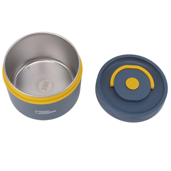 550 ml rustfrit stål isoleret Bento Lunchbox Stabelbar 2-lags rund Bento Lunchbox Rustfrit stål Lækagesikker madbeholder isoleret stil, dybhavsblå