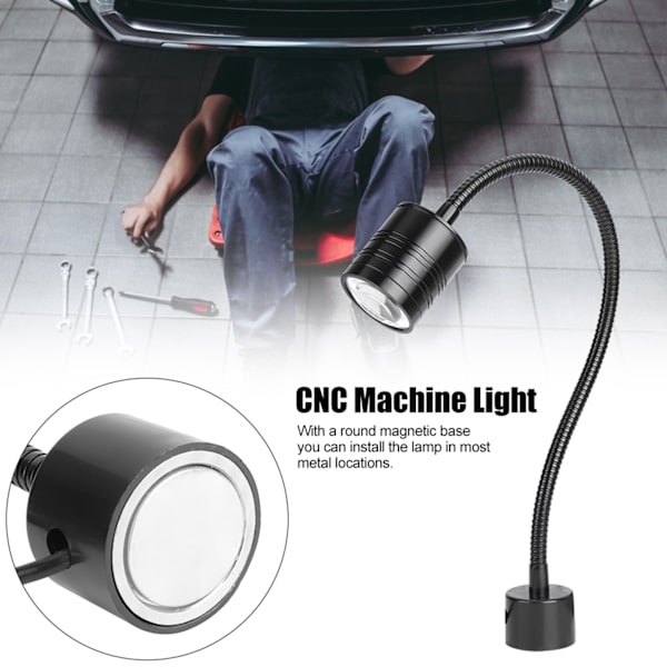 5W sort svanehals LED-arbejdslys med rund magnetisk base til CNC US-stik 110V-220V