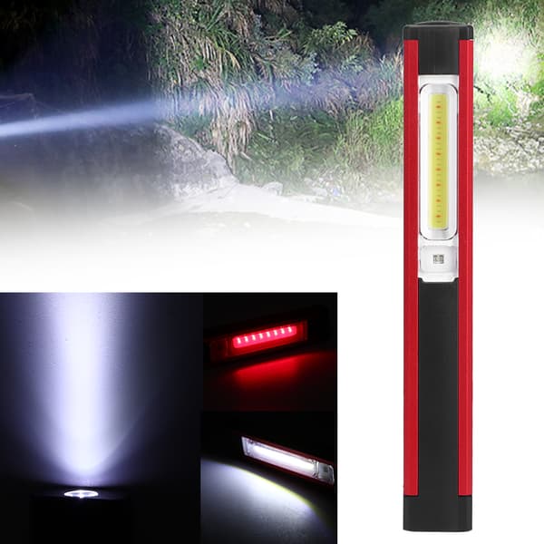 Outdoor Portable LED COB Magnetic Flashlight Emergency Work Light USB Charging White Red Light (White Light Red Light)