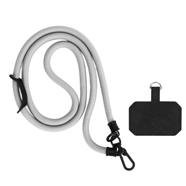 10MM Mobiltelefon Lanyard Metall Polyester Justerbar Axelrem Kring Halsrem för de Flesta Smartphones Grå