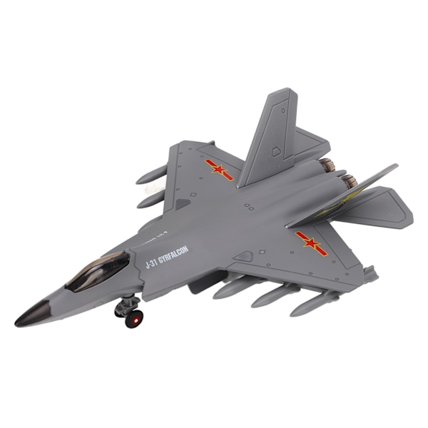 J 31 kinesisk fighter modell hög simulering Pull Back funktion fighter modell leksaker med lätt musik för barn presenter leksaker grå