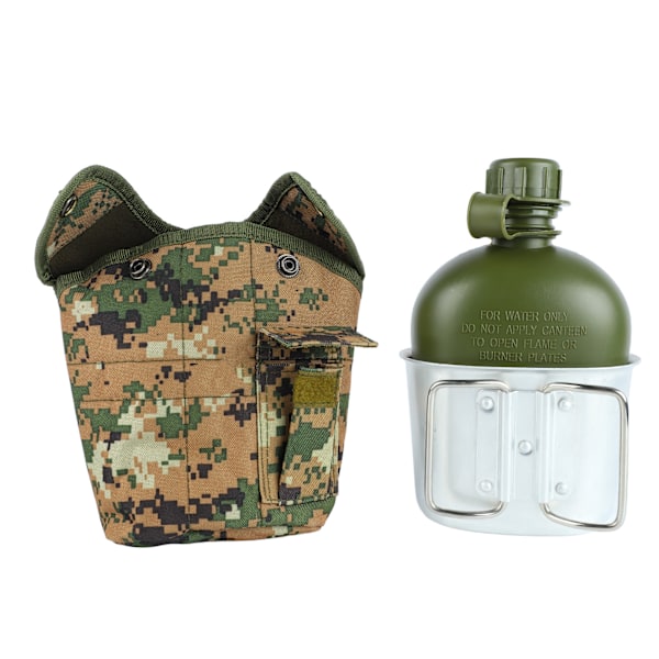 Militär vattenflaska kit aluminiumlegeringsskål Militär vattenkokare set med termisk påse för campingvandring