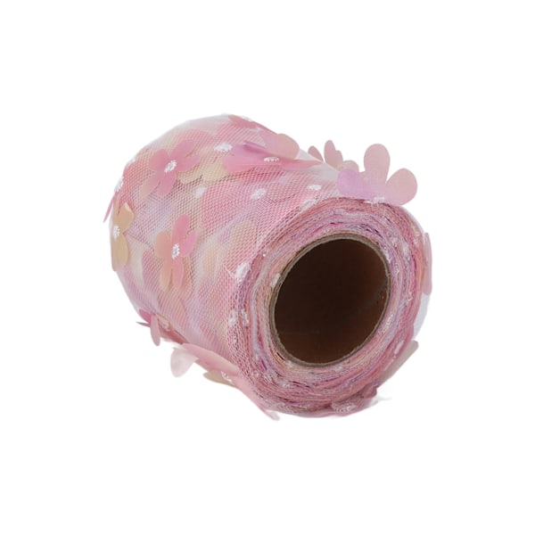 Tyl Rulle Farverig Gradient Blomst Sløjfe Knude Mesh Stof Rulle DIY Materiale Webbing Rød