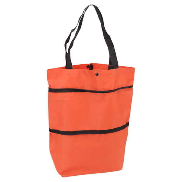 Indkøbsvogn Foldbar Taske Stor Kapacitet Lynlås Design Oxfordstof med Hjul til Camping Orange