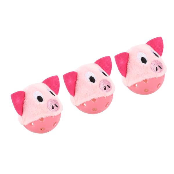3pcs Cat Bell Ball Set Plush and Plastic Interactive Ball Shaped Bell Toy for Cats