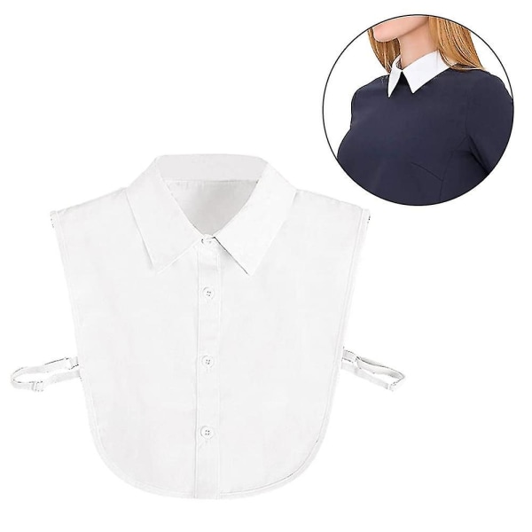 Kvinders falske krave Bluse med aftagelig krave Halvskjorter Falsk krave White