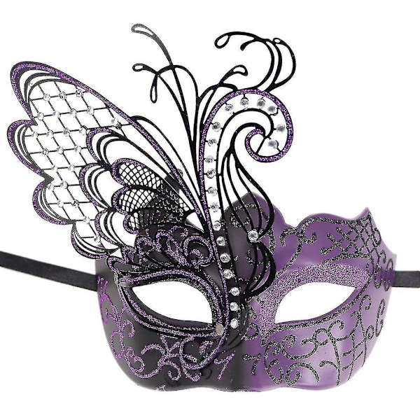 Metall Rhinestone Butterfly Maskerademaske for Karnevalfest i Lilla