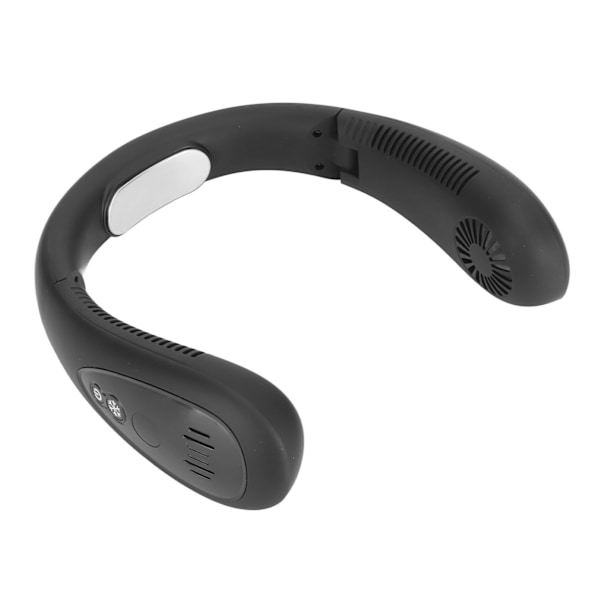 Halsfläkt Svart 3 Hastighetslägen USB-Laddning Hands Free LED-Display 5000mAh Lågt Ljud Säker Ansiktsfläkt för Familj Kontor Resor