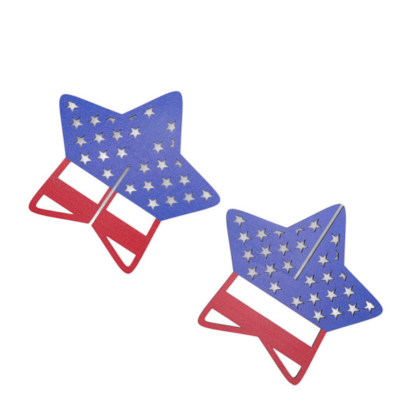 2 st självständighetsdagen trästjärnblock Patriotisk stående dekor 4 juli Bordsskiva prydnad