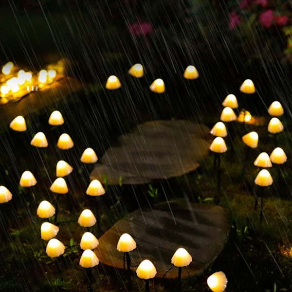 Mini Mushroom Solar Lights 8 lägen LED Vattentät String Pathway Utomhusdekoration för trädgård Bakgård Lawn Party 3,45 meter 10 pärlor Varm vit