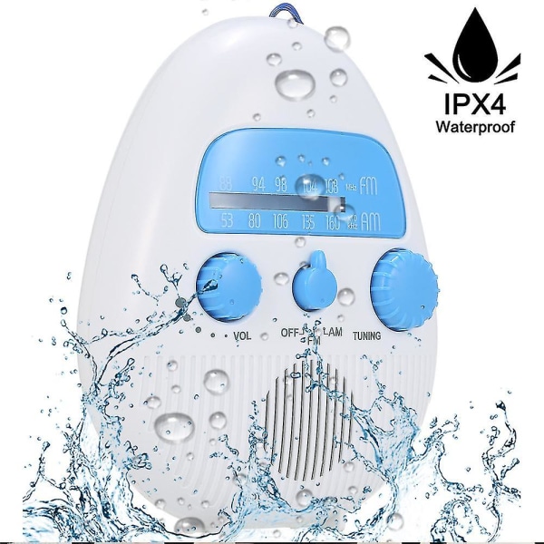 Hängande vattentät duschklockradio - Trådlös Mini Bärbar Vattentät Batteridriven Duschradiohögtalare W/ Digital klocka, Lcd-skärm för hemmet,