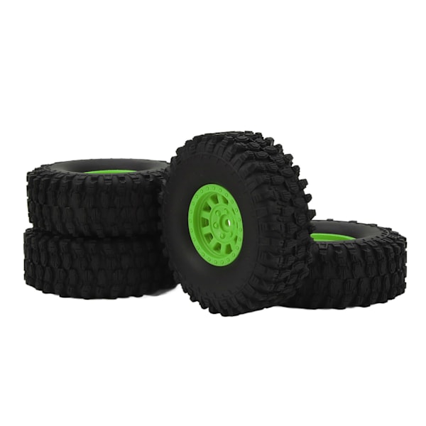 4 stk RC bildekk hjul 120 mm 1,9 tommer gummi med 10 eiker nylon hjulnav RC bildeler for Axial SCX10 90046 for Traxxas for Redcat GEN8 Grønn