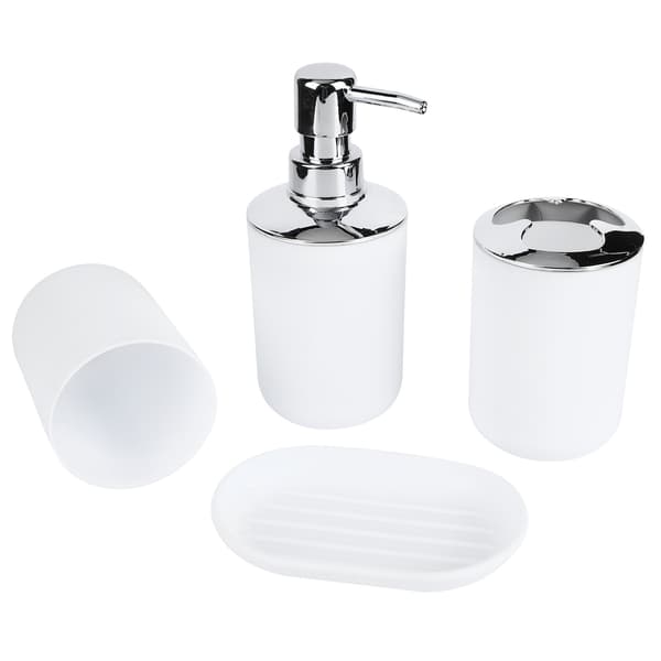4 pcs/set Bathroom Set Accessories Plastic Lotion Bottle Storage Cup Rinse Cup Soap Dish White