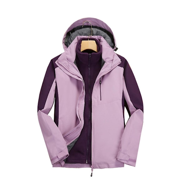 3-in-1 Vedenpitävä Tuulenpitävä Huppari Takki Naisille ja Miehille, Talvi XL Violetti