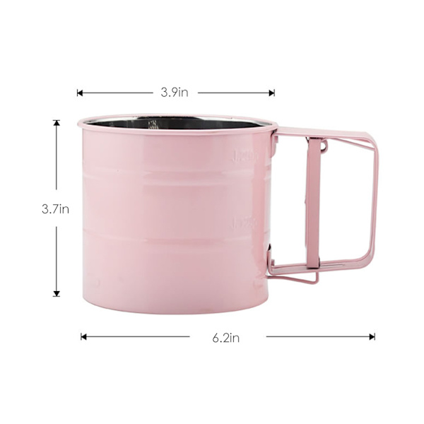 Kök Rostfritt stål Mjöl Sifter Handhållen Pulver Mjöl Sil Florsocker Manuell Sik Cup Hembakningsverktyg