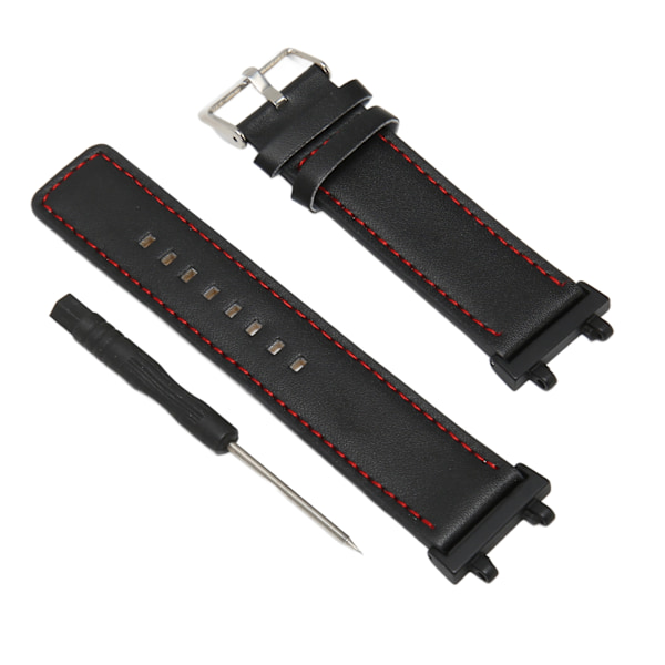 Klockband PU-läder Andningsbart ersättningsklockarmband med fjäderstångsverktyg för T Rex 2 Svart