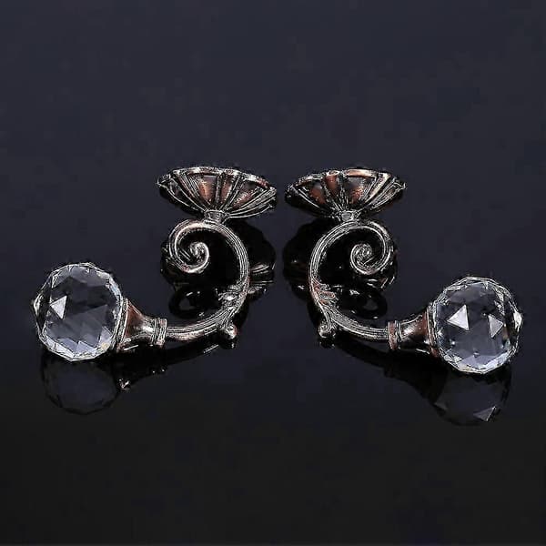 2x Røde bronsefargede krystallglasskroker for gardinfester