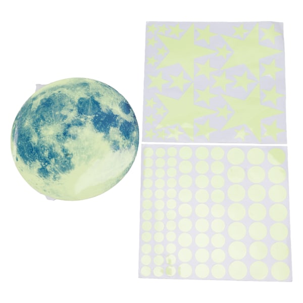 Glow in The Dark Väggdekor Luminous Moon Star Dot Väggdekaler Väggdekor Dekor för sovrum Vardagsrum Grön