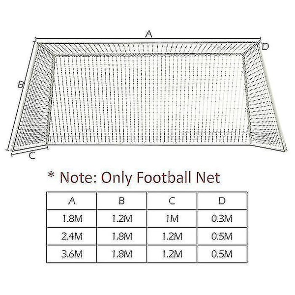Fotbollsmålnät för juniorfotbollsmålsträning - 2,4 m x 1,8 m x 0,5 m & 1,2 m vit