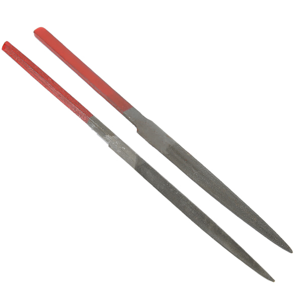 2 Pcs File Set Red Handle Jewelry Making Processing Grinding Tool Accessory Set (Half-Round File Triangular File)