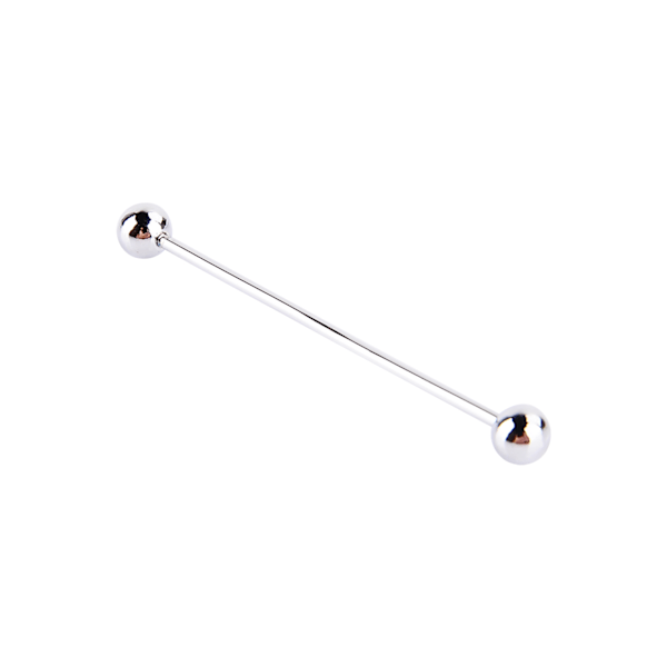 Män Silver Pläterad Tone Stål Krage Tie Pin Stud Skivstång Klämma Spänne Brosch 6CM