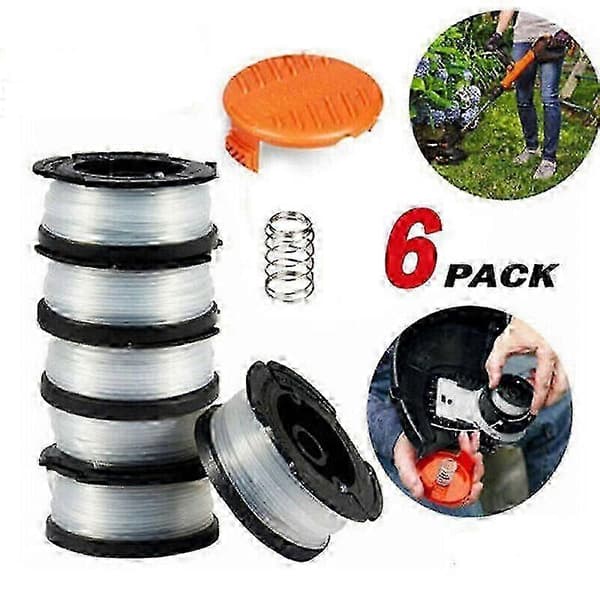 6x spoler og spoledeksler for Black Decker gresstrimmerline