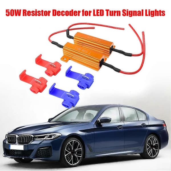 Forstyrrelsesmodstand 6Ohm/8Ohm 50W 12V LED-indikator Kompatibel med forkoblinger, blinkfrekvensrelæ, LED-lysdekoder, bildele[LD] 8Ohm