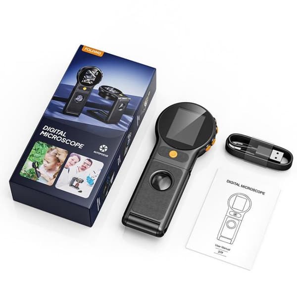 Digitalt mikroskop 2MP med 2 tommer display - Sort / Håndholdt d