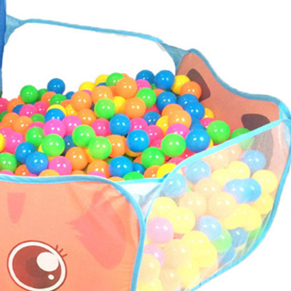 Barn Ball Pit Vikbar tecknad Giraffe Baby Play Pool tält med basketbåge för flickor Pojkar Blå