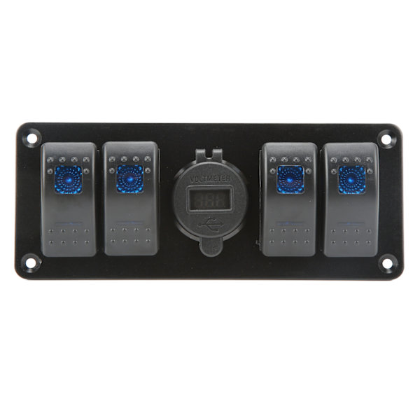 4 i 1 kombinationsbrytarpanel Dubbel USB-laddare LED-spänningsdisplay Passar för UTV ATV Truck Trailer Bus Yacht Boat