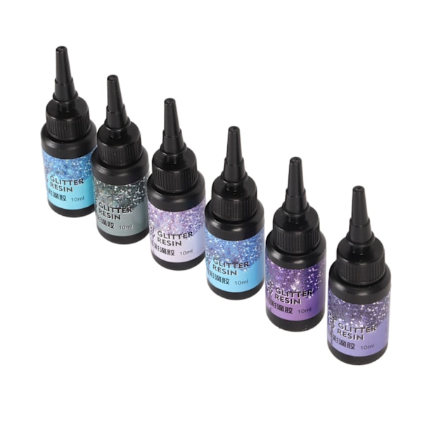 6 stk. Farget UV-resin 10 ml hver pennformet hurtigherdende aluminiumsfolieforsegling UV-lim for DIY smykkekunst lilla serie