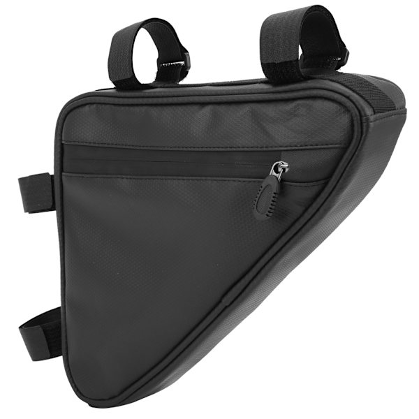 Sort Rivfast Nylon Trekantet Cykel Vandflaske Frontstråle Taske Cykelram Cykling Mobiltelefon Etui Sort