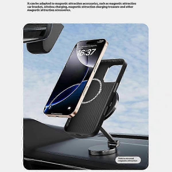Abeel Cover Kompatibel med iPhone 16 Pro Max Kompatibel med Magsafe Kulfiberstruktur Bagside - Sort Blå Black Blue