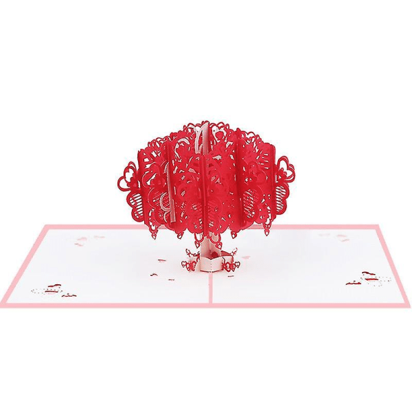 3d romantiska pop-up kort älskare rött hjärta träd, årsdagskort, alla hjärtans dag-kort