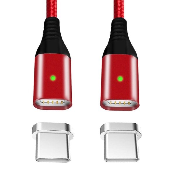 Magnetisk USB-datakabeltype C-kabel 2.4a hurtigopladningskabel Red