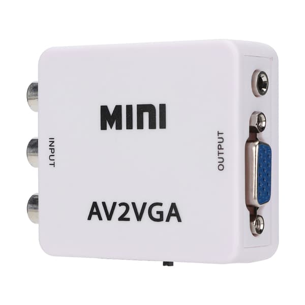 Mini komposit AV til VGA-adapter TV-boks Audio Video Konverterer - Hvit