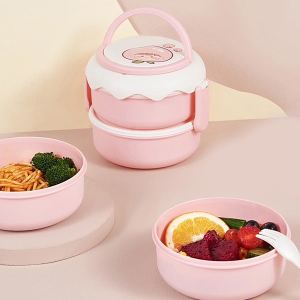 Pinottava ruokakotelo Söpö hedelmäkuvioinen kaksinkertainen kahva Design Opiskelijan Bento-laatikko toimistoon kouluun kotiin Persikka