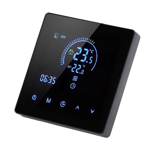 16A digital termostat med LCD-skærm Programmerbar termostat Elektrisk varmetermostat til hjemmekontor Hotel AC 90V‑240V Sort WiFi