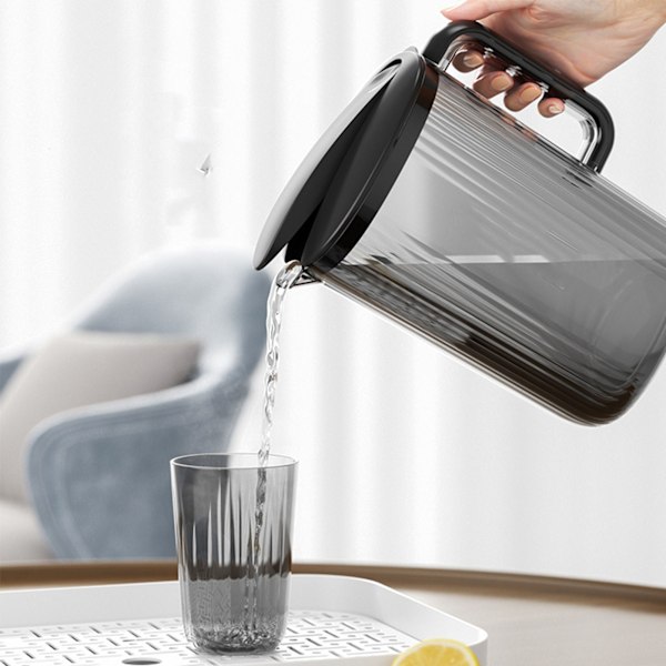 Vandkande Transparent Plast med stor kapacitet Højtemperaturbestandig Drikkandenkande til teer Juice Lemonade Sort