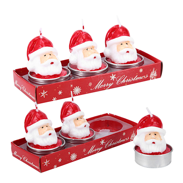 2 Esker Julenissen Hodeformede Lys Dekorativt Lysbord Party Ornament Juledekorasjon