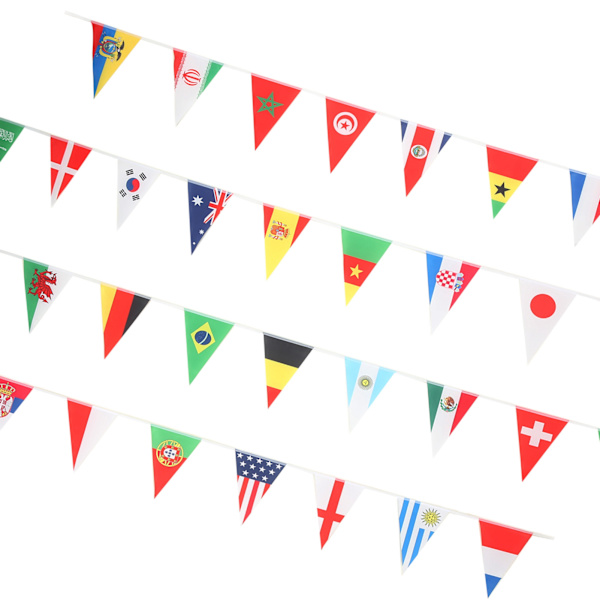 2022 Fotbolls-tävlingsvimplar Banner 32 Lag Fotbollsmatch Triangulär Flagga Girlang för Rum Bar Dekoration