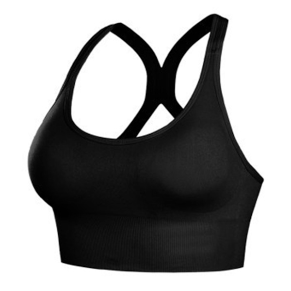 Dam Sport-BH U Neck Criss Cross Andas Stretchy Stötsäker Dam Yoga Sports BH för Fitness Running Svart M (Lämplig för 50-60 kg/110,2-132,3 lb)